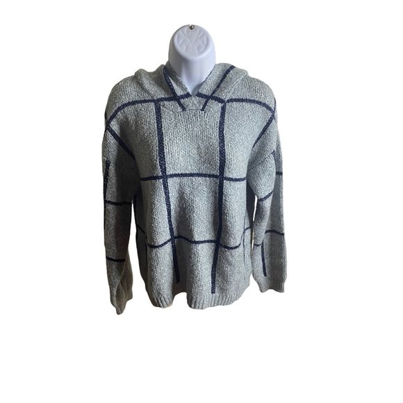 Item & Thread black and gray window pane hooded pullover hoodie - Picture 1 of 9